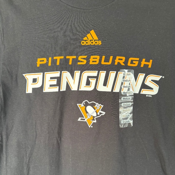 NEW WITH TAGS Adidas Black and Gold Pittsburgh Penguins Shirt  Size Medium - Picture 3 of 10